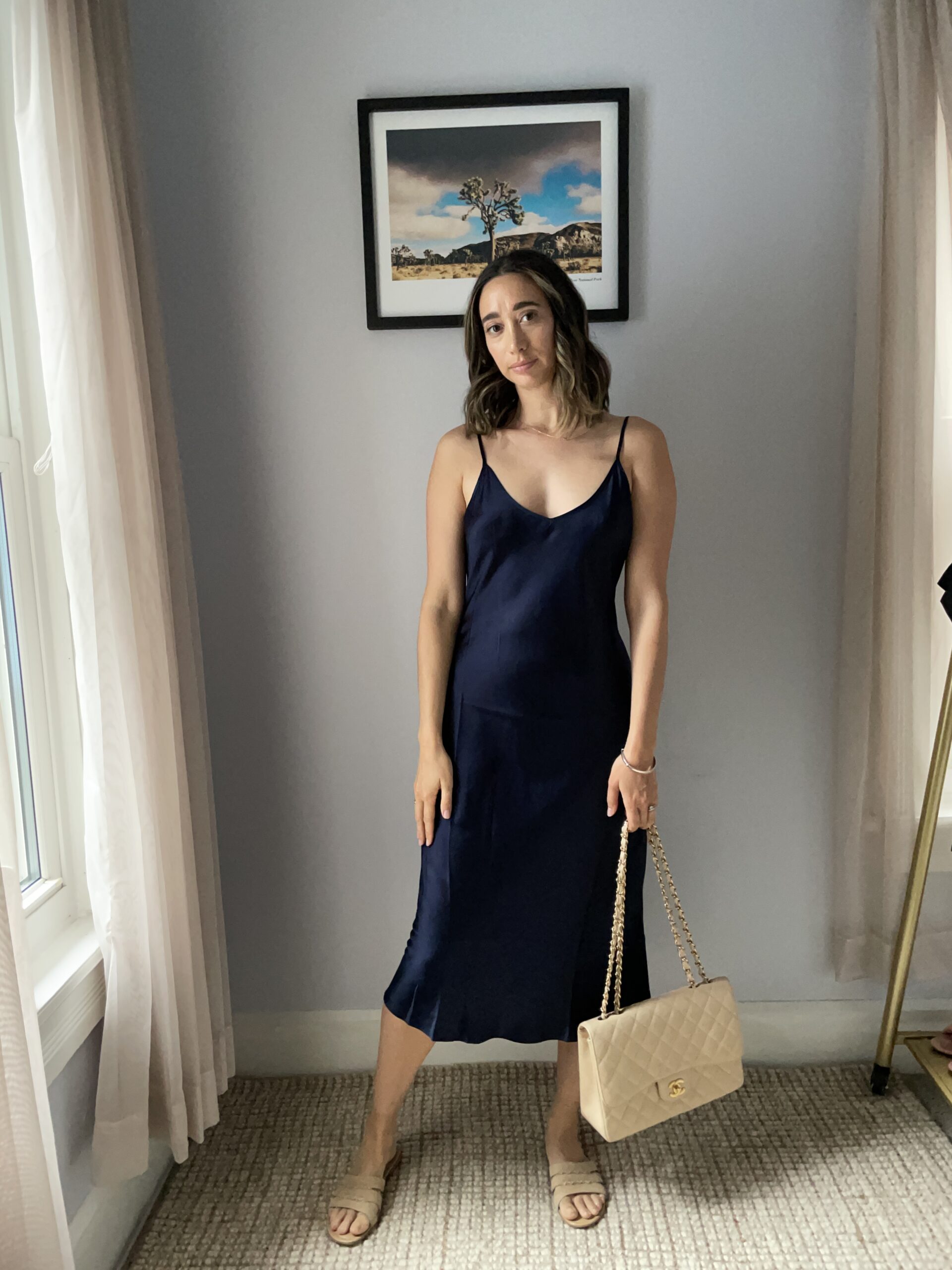 How to style a shirt dress + Quince washable silk shirt dress